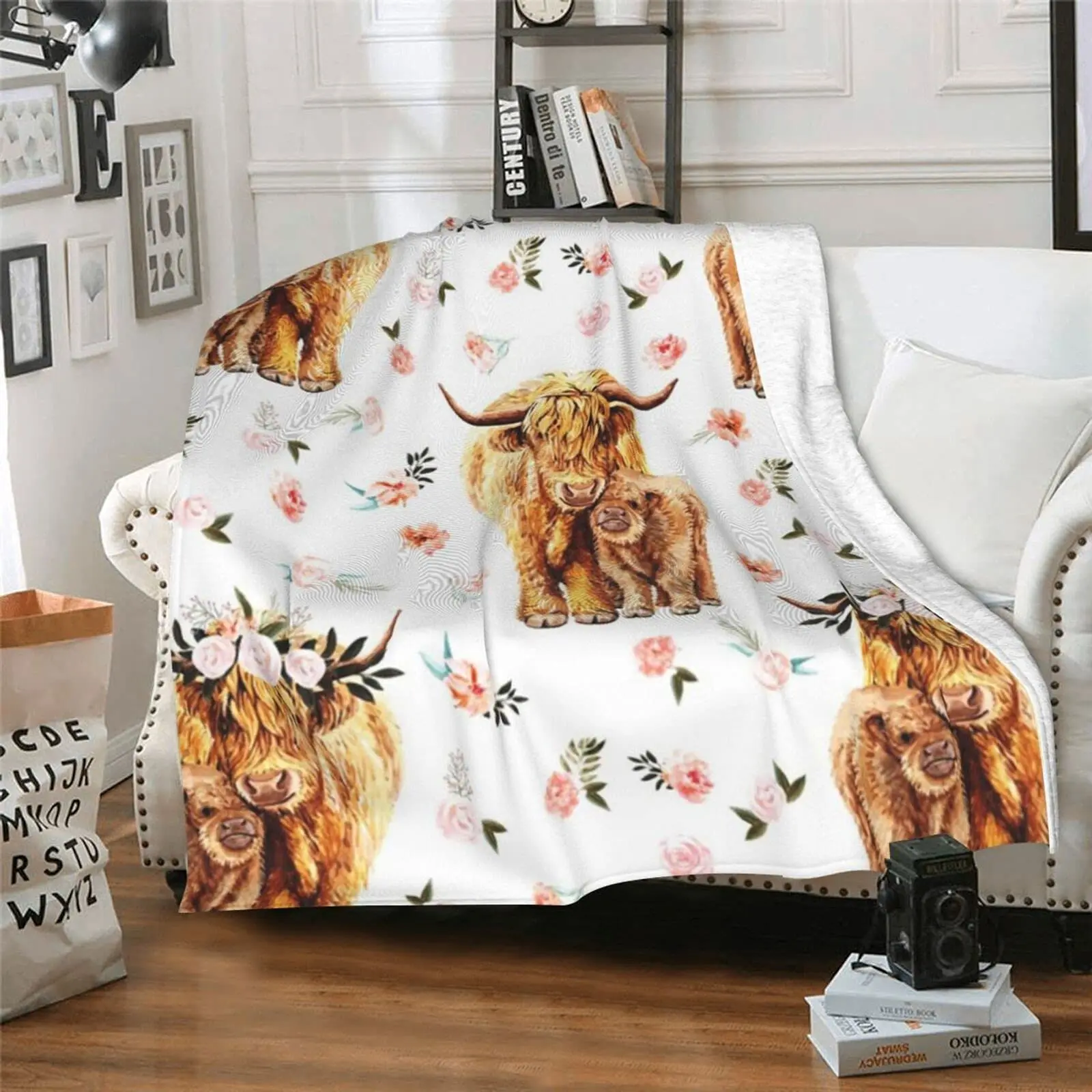 Highland Home Textiles - Highland Cow Blanket Animal Bedding Throw