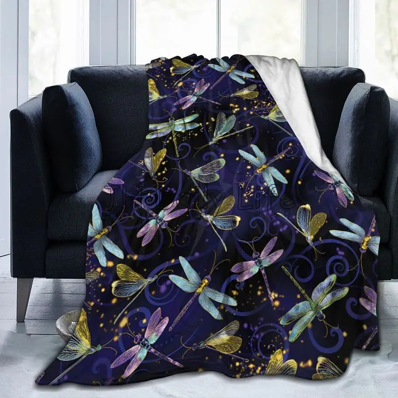 Galaxy Home Textiles - Dragonfly Galaxy Fleece Blanket Lightweight Flannel