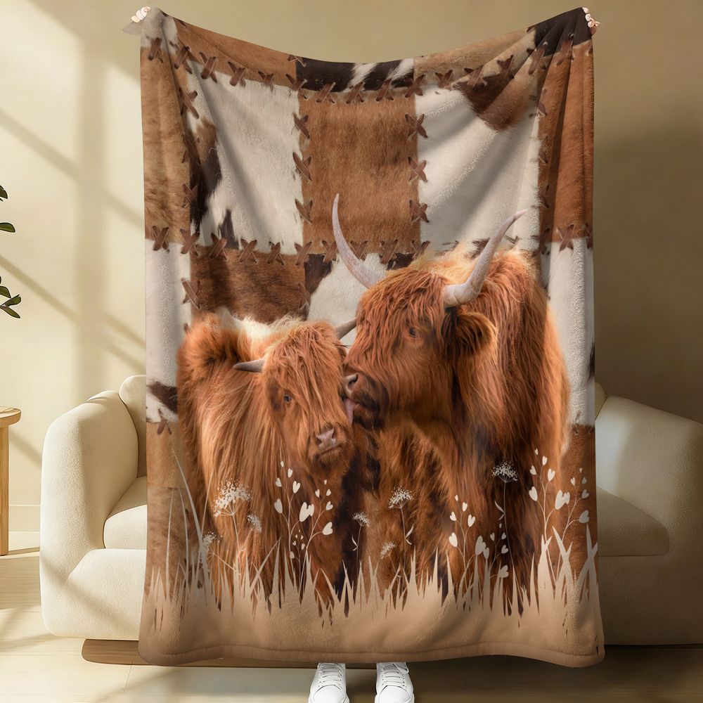 Highland Home Textiles - Highland Cattle Digital Print Fleece Flannel