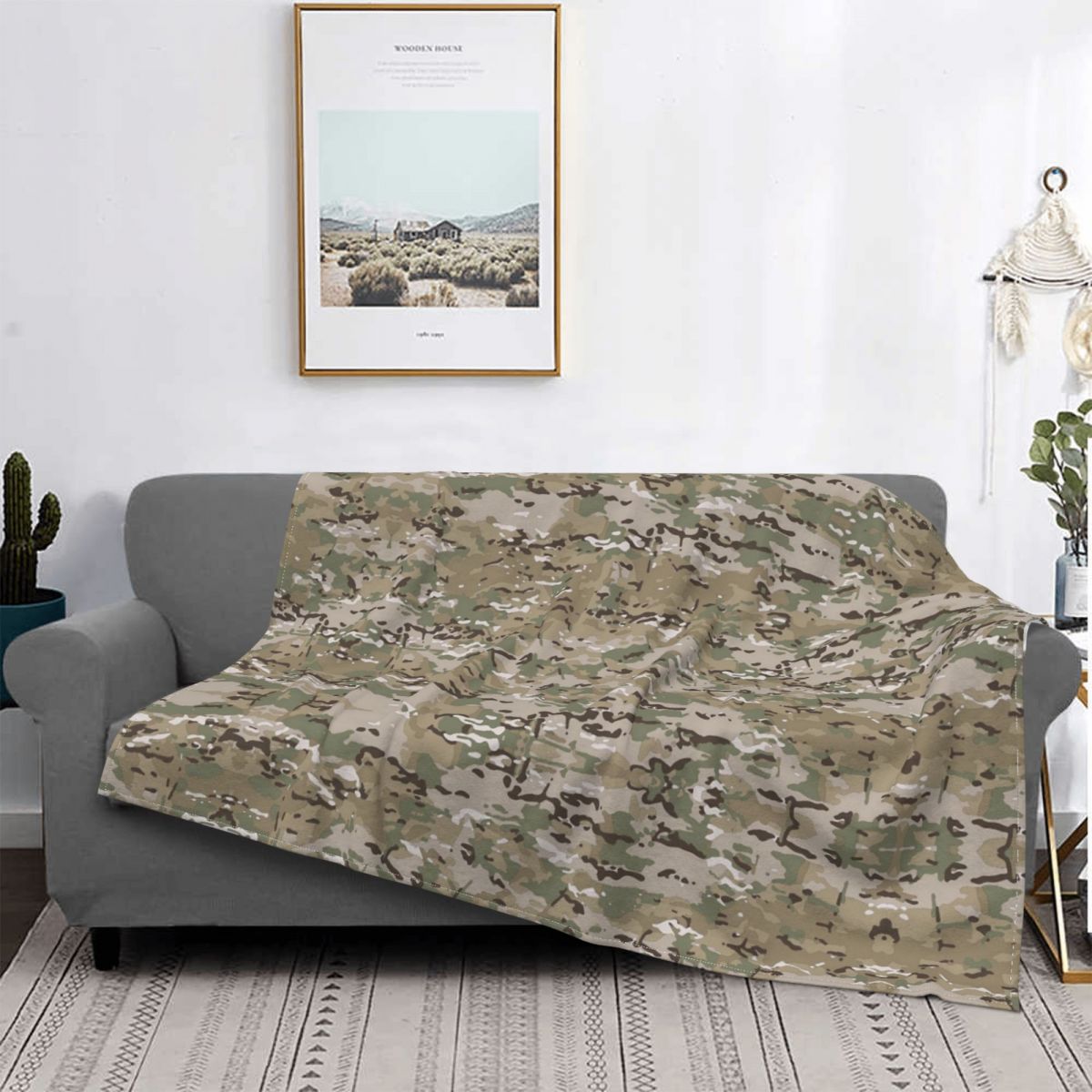 Home Textiles Plaid - Multicam Knitted Blankets Camouflage Military Flannel
