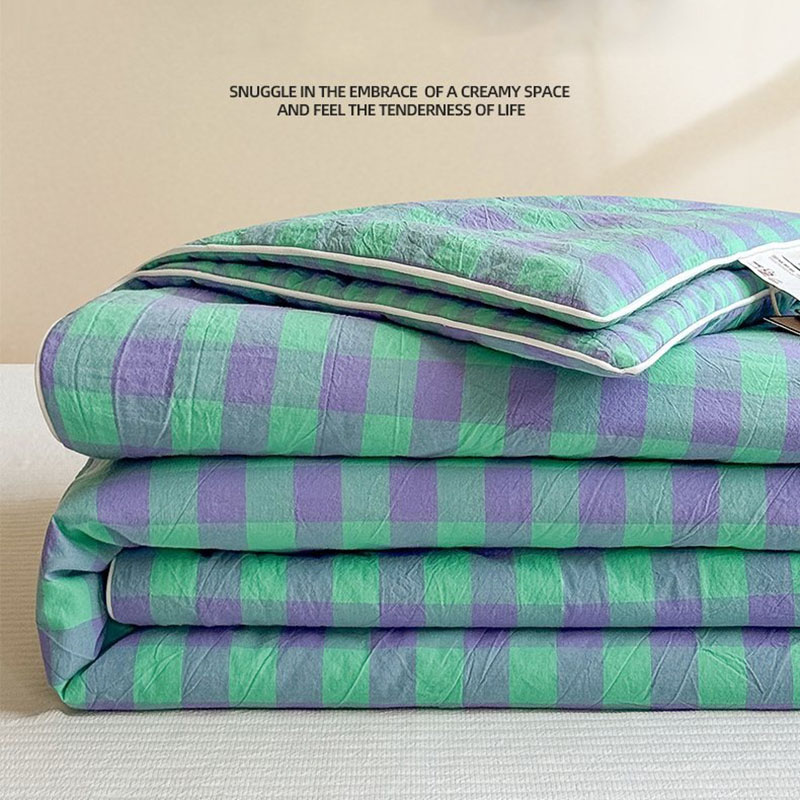 Home Textiles Plaid - Japanese Plaid Printed Summer Quilt Lightweight