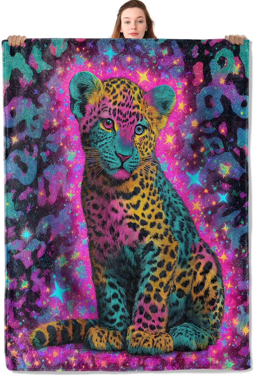 Galaxy Home Textiles - Galaxy leopard blanket colorful animal cosmic