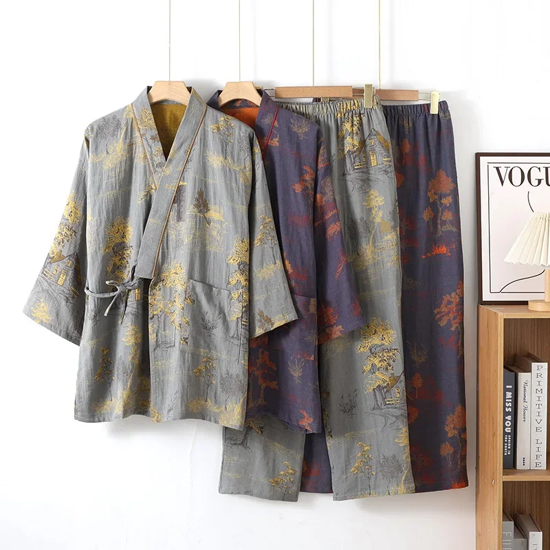 Linum Home Textiles - Men's Spring and Autumn Kimono Robes