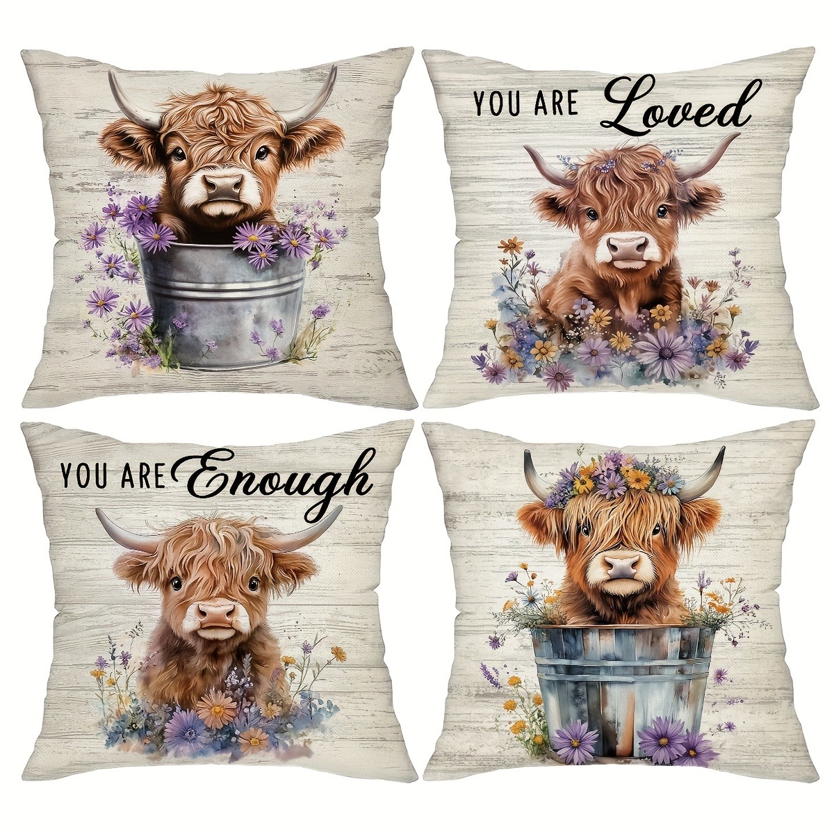 Highland Home Textiles - Short plush material pillowcaseAdorable Highland Cow
