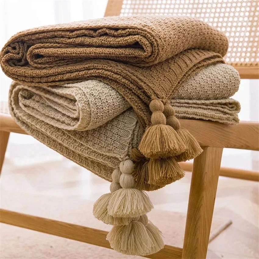 Throw Blanket Chunky Knit - Nordic Blankets for Bed Sofa Couch