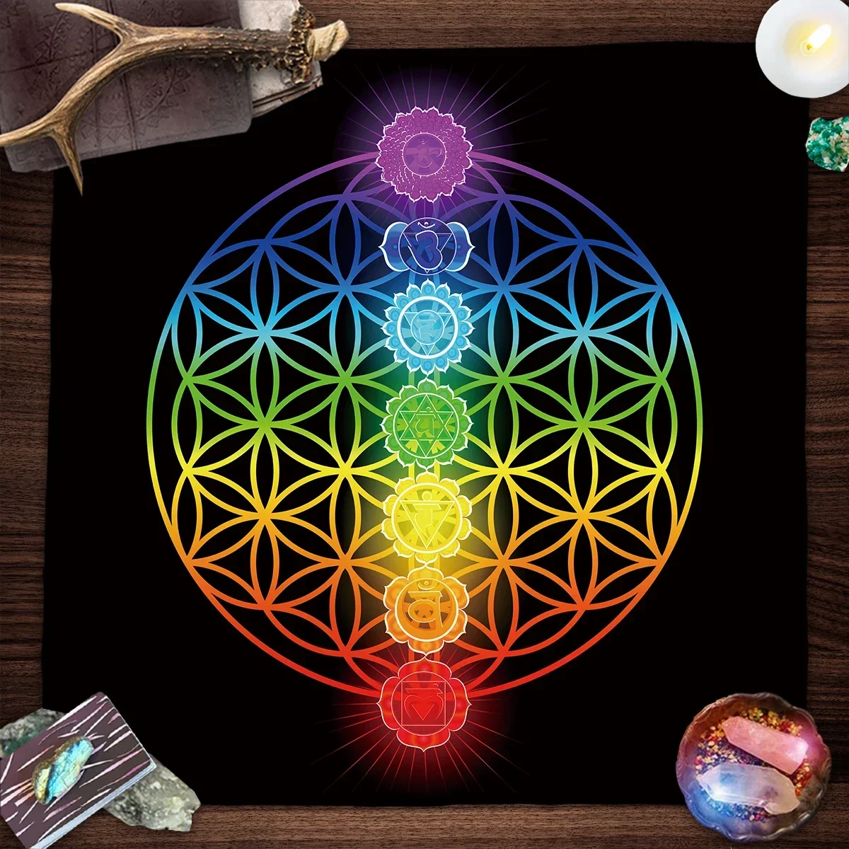Galaxy Home Textiles - Mandala Flower Of Life Tarot Tablecloth