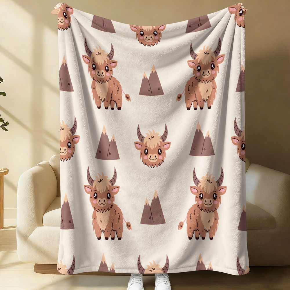 Cute Highland Cow Print Flanne - огляд і ціна Highland Home Textiles