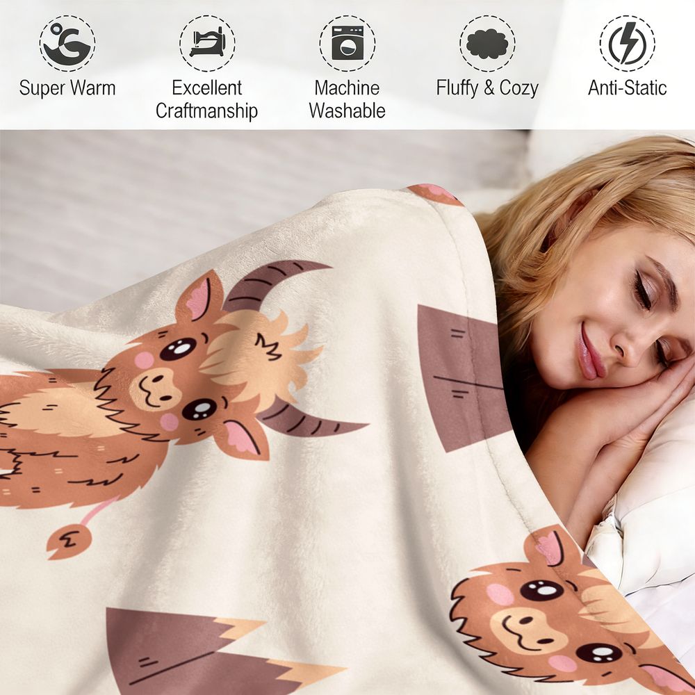 Cute Highland Cow Print Flanne - огляд і ціна Highland Home Textiles