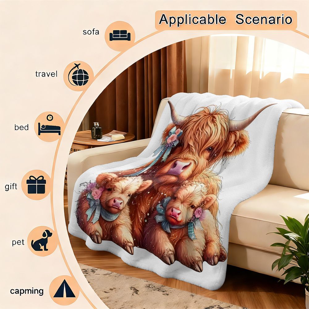 Highland Cow Print Blanket Fla - огляд і ціна Highland Home Textiles
