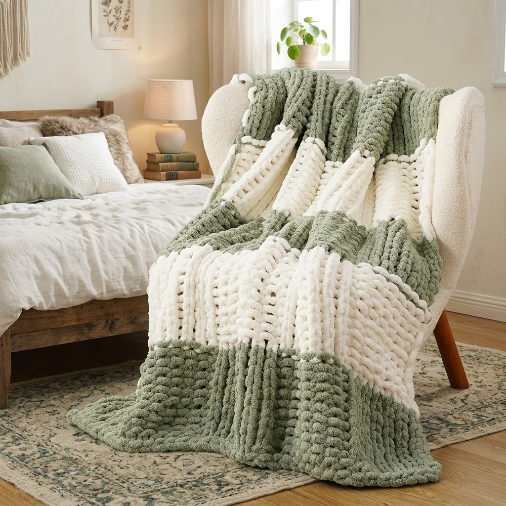 Chunky Knit Throw Blanket 50x6 - огляд і ціна Throw Blanket Chunky Knit