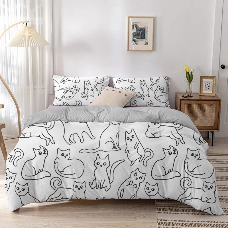 Cartoon Cat Duvet Cover Set Ca - огляд і ціна Linen Duvet Cover