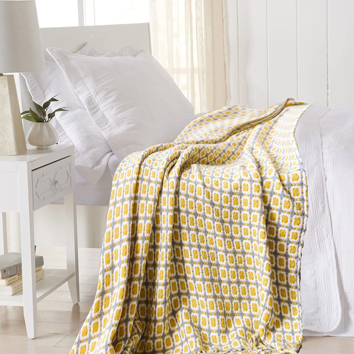 Mustard Yellow Nordic Knitted  - огляд і ціна Throw Blanket Chunky Knit