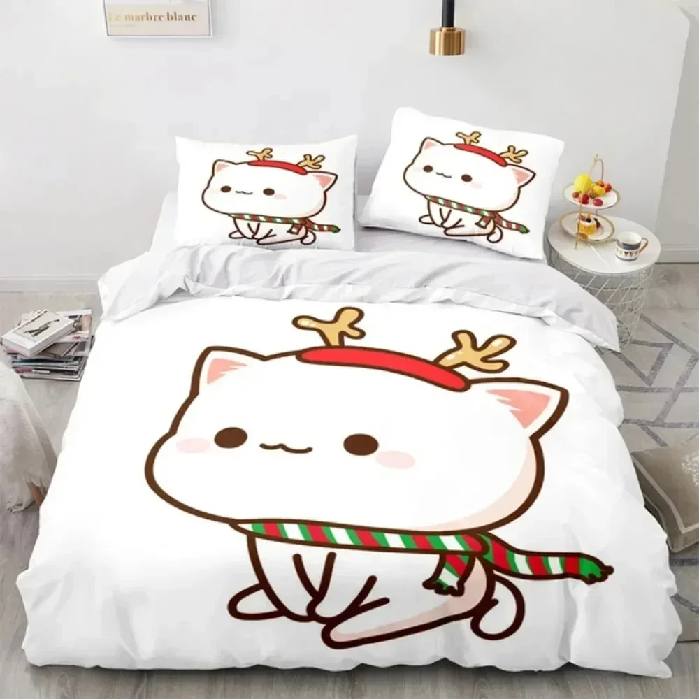 3D Cartoon Lovely Peach Cat Pr - огляд і ціна Linen Duvet Cover