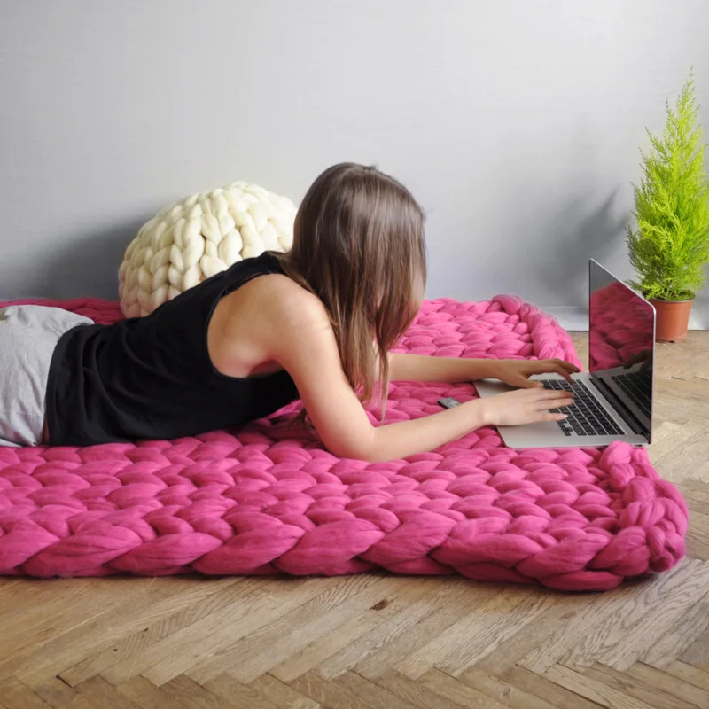 hot Handmade Chunky Knitted Bl - огляд і ціна Throw Blanket Chunky Knit