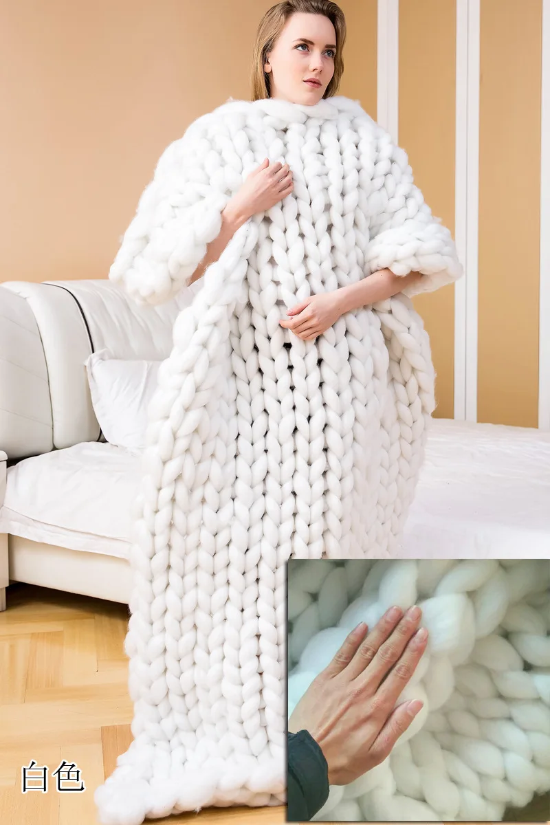 hot Handmade Chunky Knitted Bl - огляд і ціна Throw Blanket Chunky Knit
