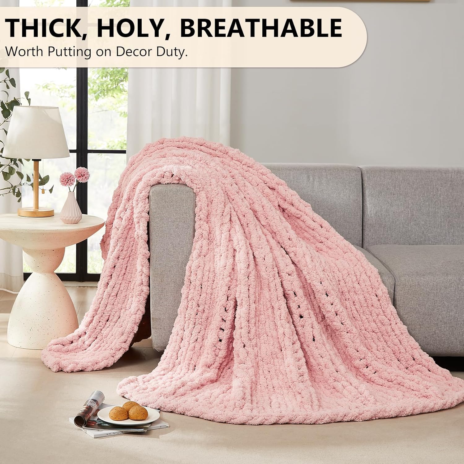 Chunky Knit Blanket Throw Chen - огляд і ціна Throw Blanket Chunky Knit
