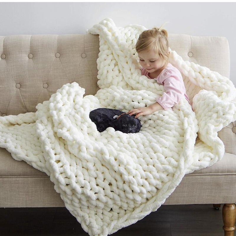 Hand Chunky Knitted Blanket Th - огляд і ціна Throw Blanket Chunky Knit