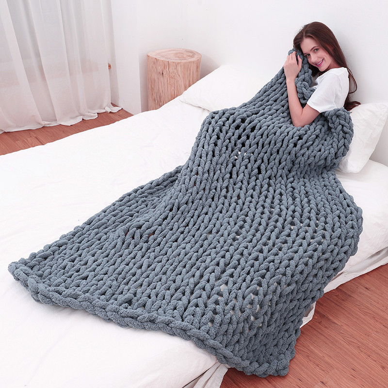 Hand Chunky Knitted Blanket Th - огляд і ціна Throw Blanket Chunky Knit