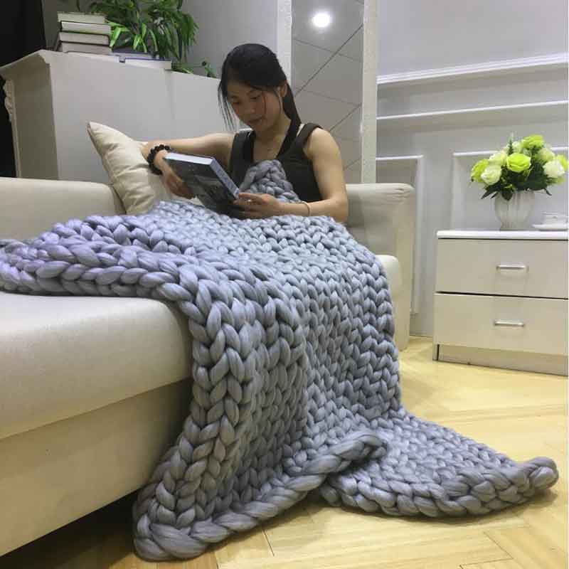 Fashion Hand Chunky Knitted Bl - огляд і ціна Throw Blanket Chunky Knit