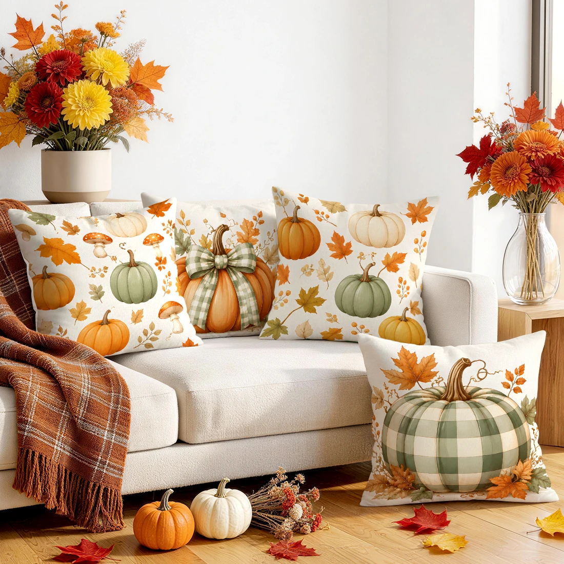 Plaid Bow Pumpkin Maple Leaf C - огляд і ціна Home Textiles Plaid