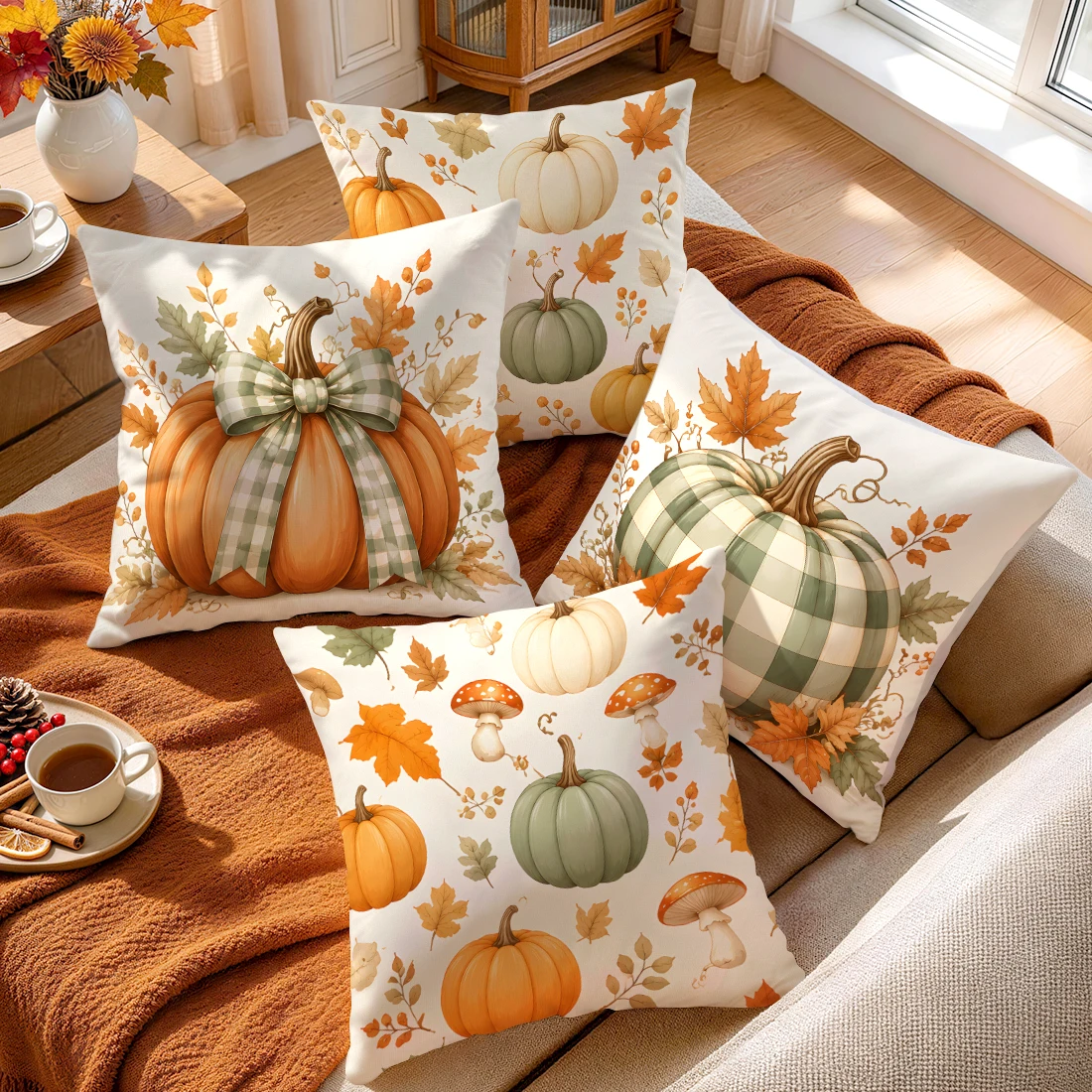 Plaid Bow Pumpkin Maple Leaf C - огляд і ціна Home Textiles Plaid