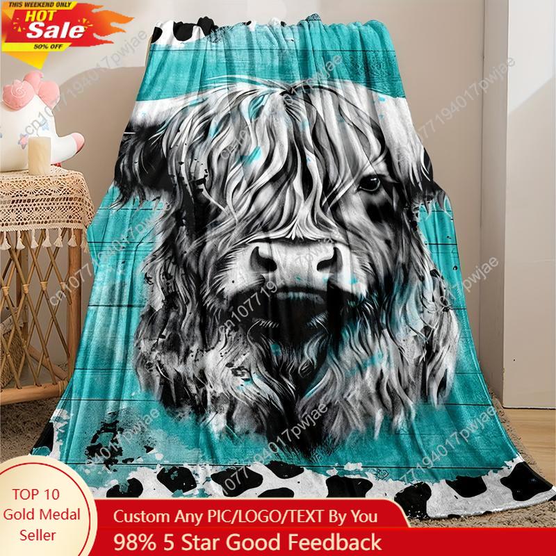 Cozy Soft Highland Cow Flannel - огляд і ціна Throw Blanket Chunky Knit