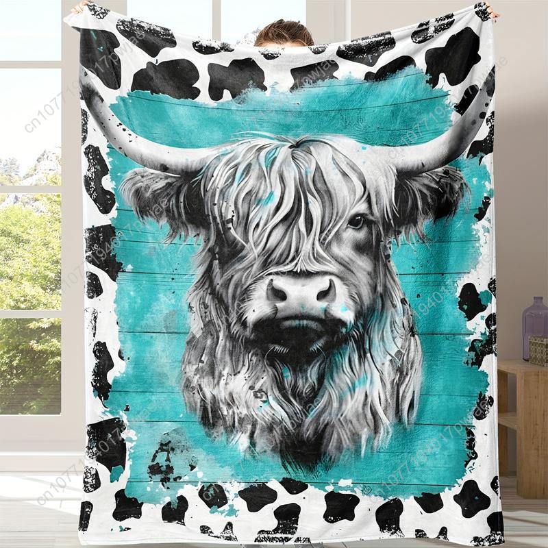 Cozy Soft Highland Cow Flannel - огляд і ціна Throw Blanket Chunky Knit