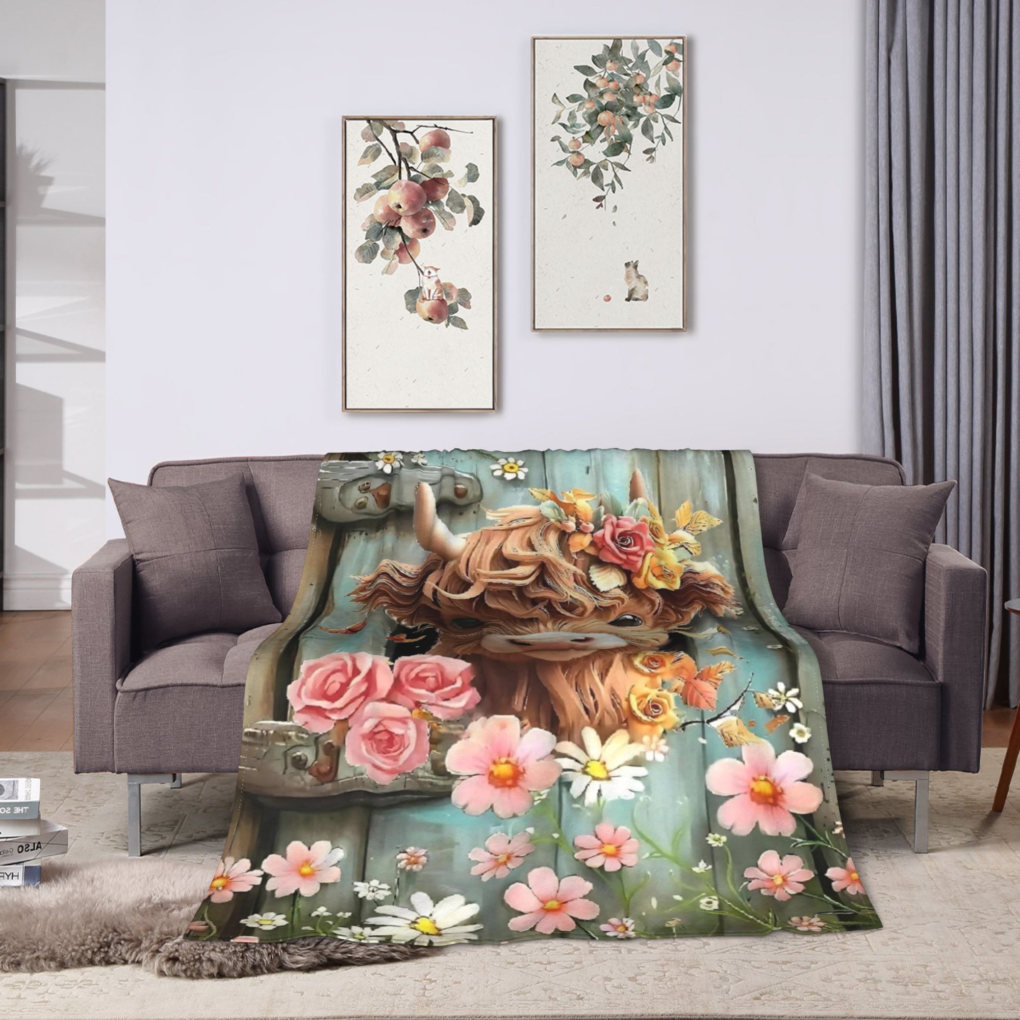 Highland Cow Boho Floral Blank - огляд і ціна Highland Home Textiles