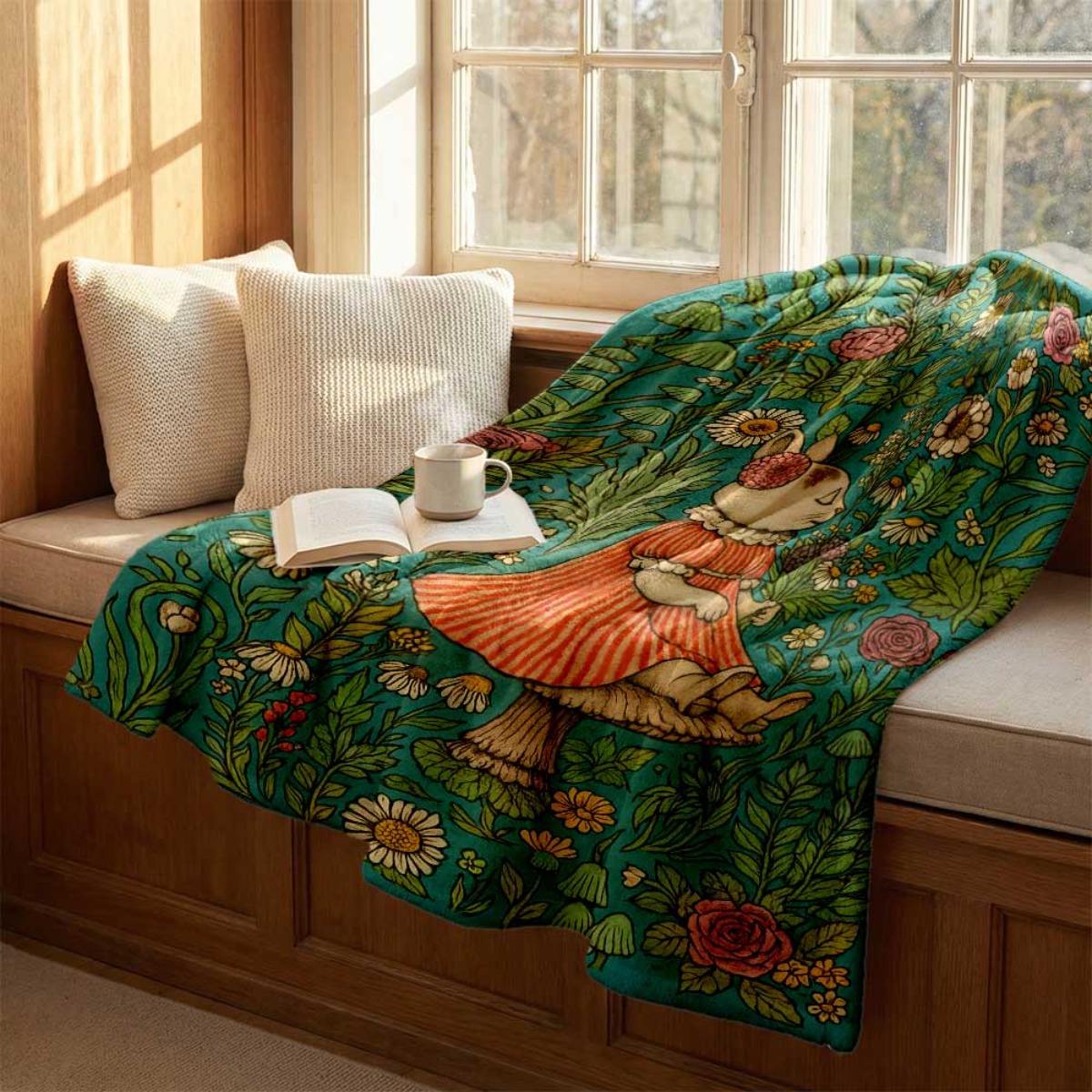Whimsical Floral Rabbit Throw  - огляд і ціна Throw Blanket Chunky Knit