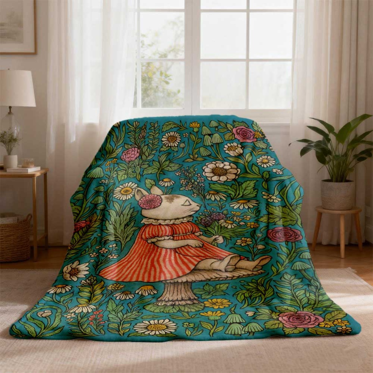 Whimsical Floral Rabbit Throw  - огляд і ціна Throw Blanket Chunky Knit